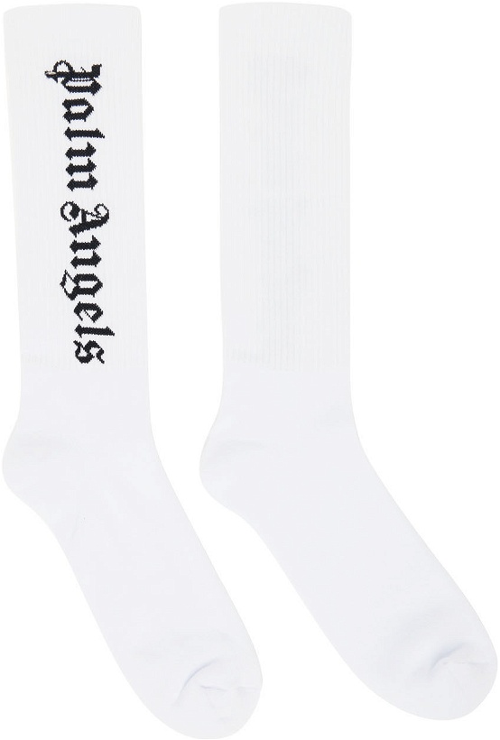 Photo: Palm Angels White Logo Socks