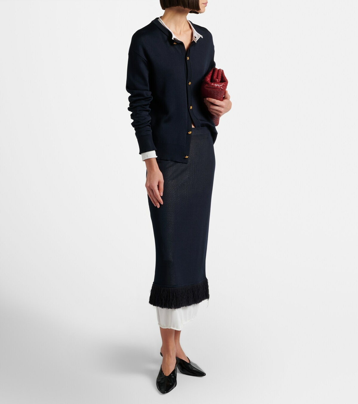 Bottega Veneta Knitted silk midi skirt