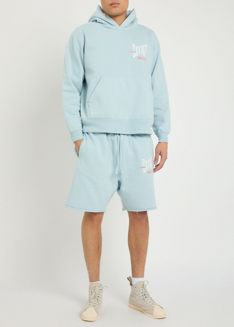 Saint Mxxxxxx Logo-print Cotton Shorts Light Blue