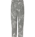Sasquatchfabrix. - Wide-Leg Pleated Printed Twill Trousers - Gray