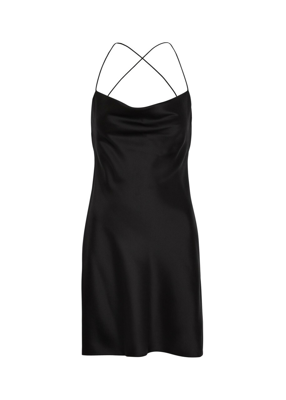 ワンピース Saint Laurent Black satin mini dress Saint Laurent Silk-satin Mini Slip Dress Black Saint Laurent