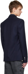 Balmain Navy Peaked Lapel Blazer