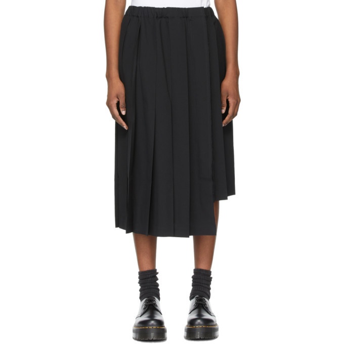 Comme des Garcons Comme des Garcons Black Wool Asymmetric Pleated Skirt ...