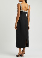 Odd Muse Ultimate Muse Embellished Stretch-crepe Midi Dress Square-neck, Black UK12 / M