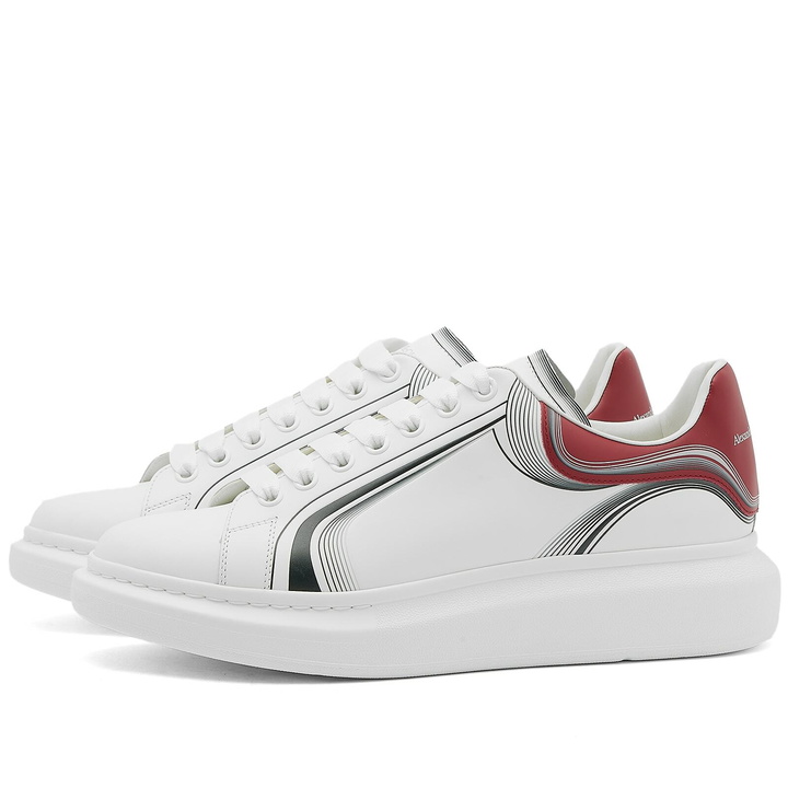 Photo: Alexander McQueen Men's Heel Tab Oversized Sneakers in White/Garnet/Black