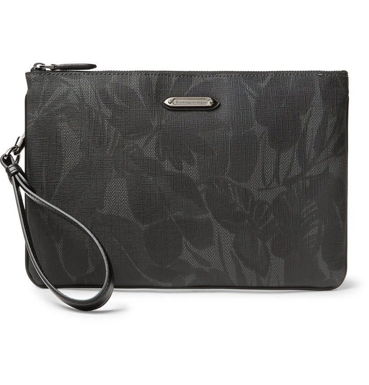 Photo: Ermenegildo Zegna - Leather-Trimmed Printed Coated-Canvas Pouch - Men - Black