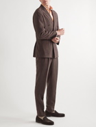 Thom Sweeney - Tapered Pleated Linen Trousers - Brown