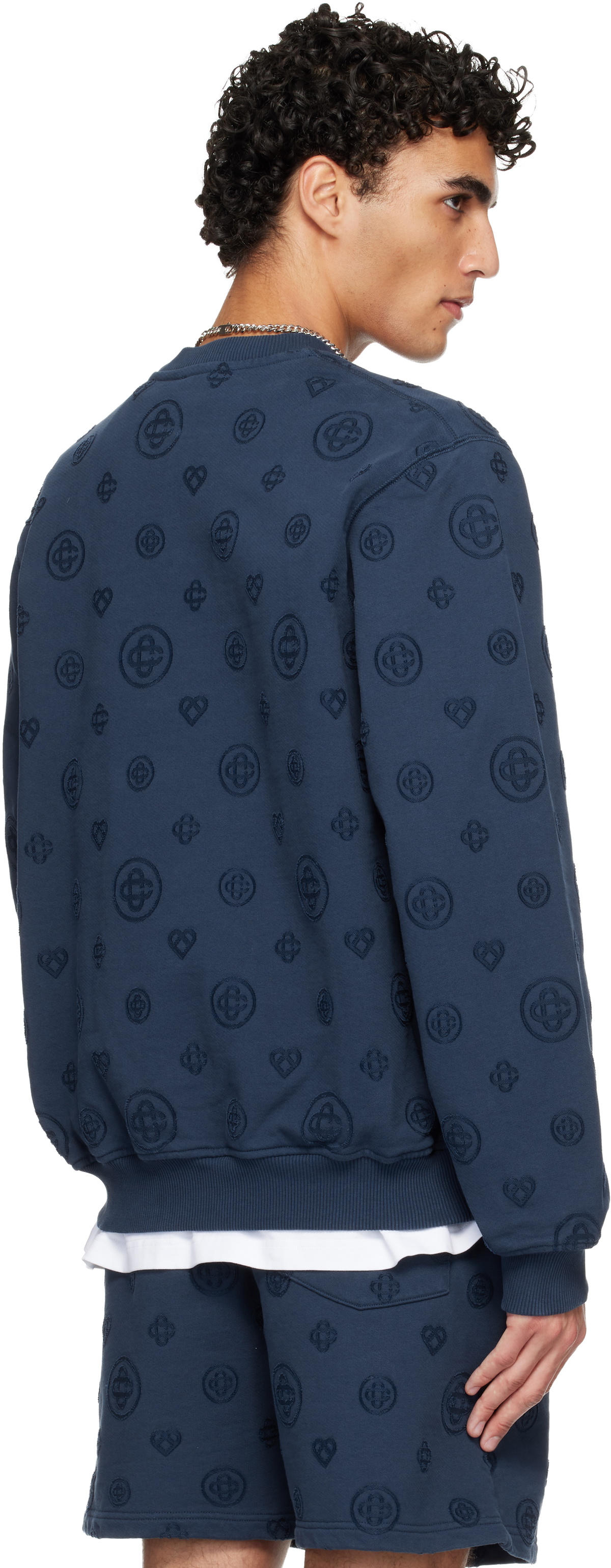 Casablanca Navy Applique Monogram Sweatshirt