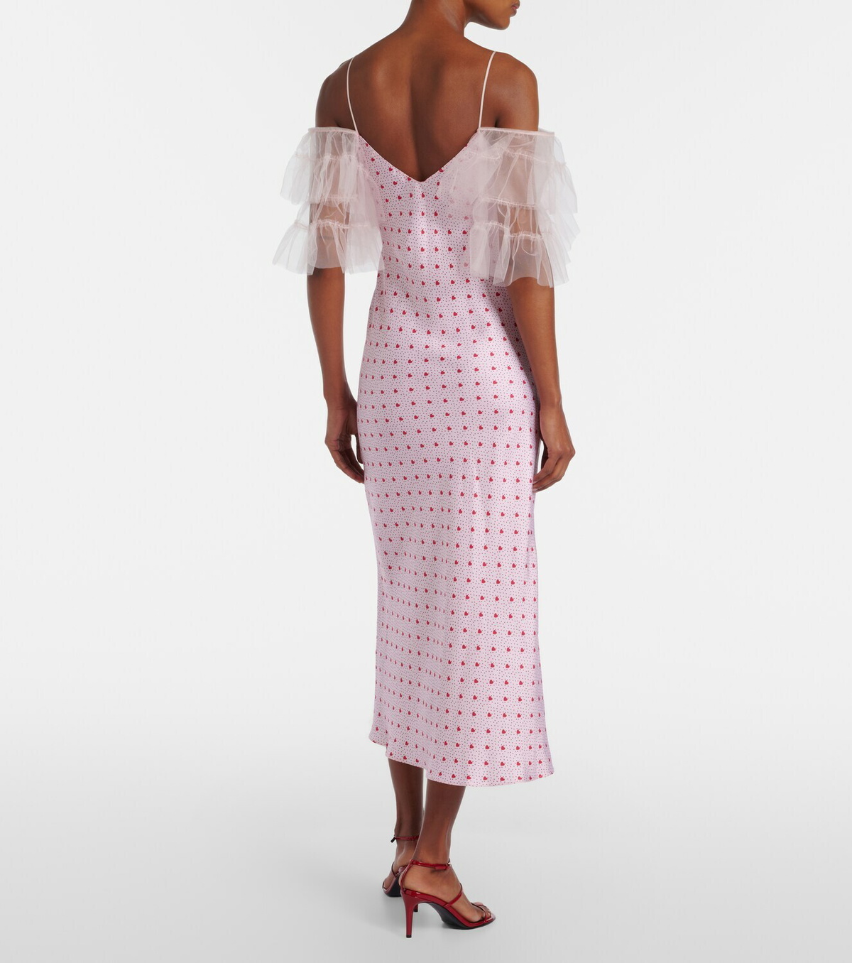Rodarte Floral-appliqué printed silk slip dress