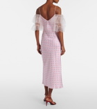 Rodarte Floral-appliqué printed silk slip dress