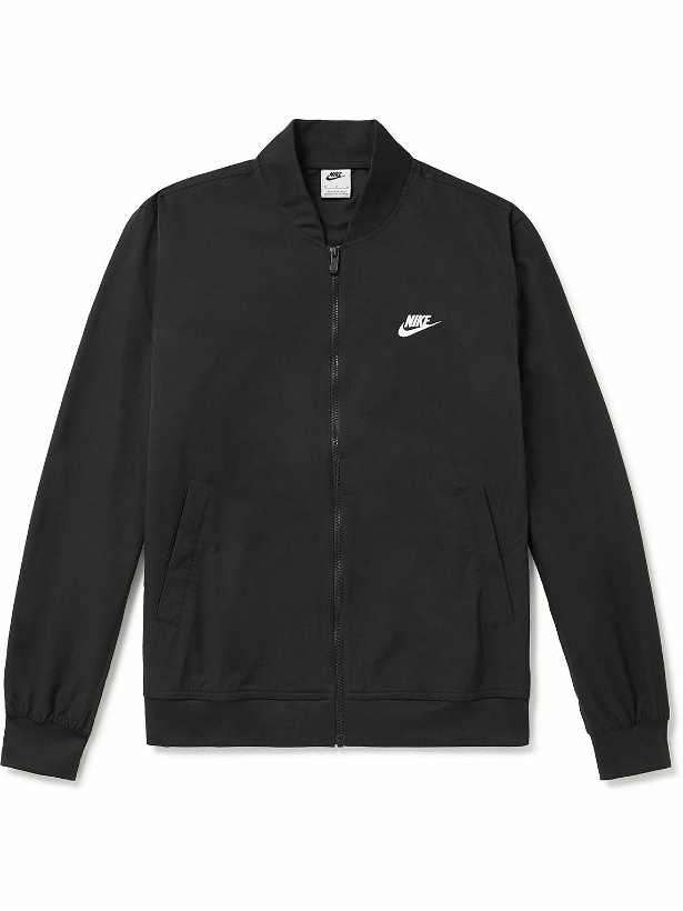 Photo: Nike - Club Logo-Embroidered Cotton-Blend Gabardine Zip-Up Sweatshirt - Black