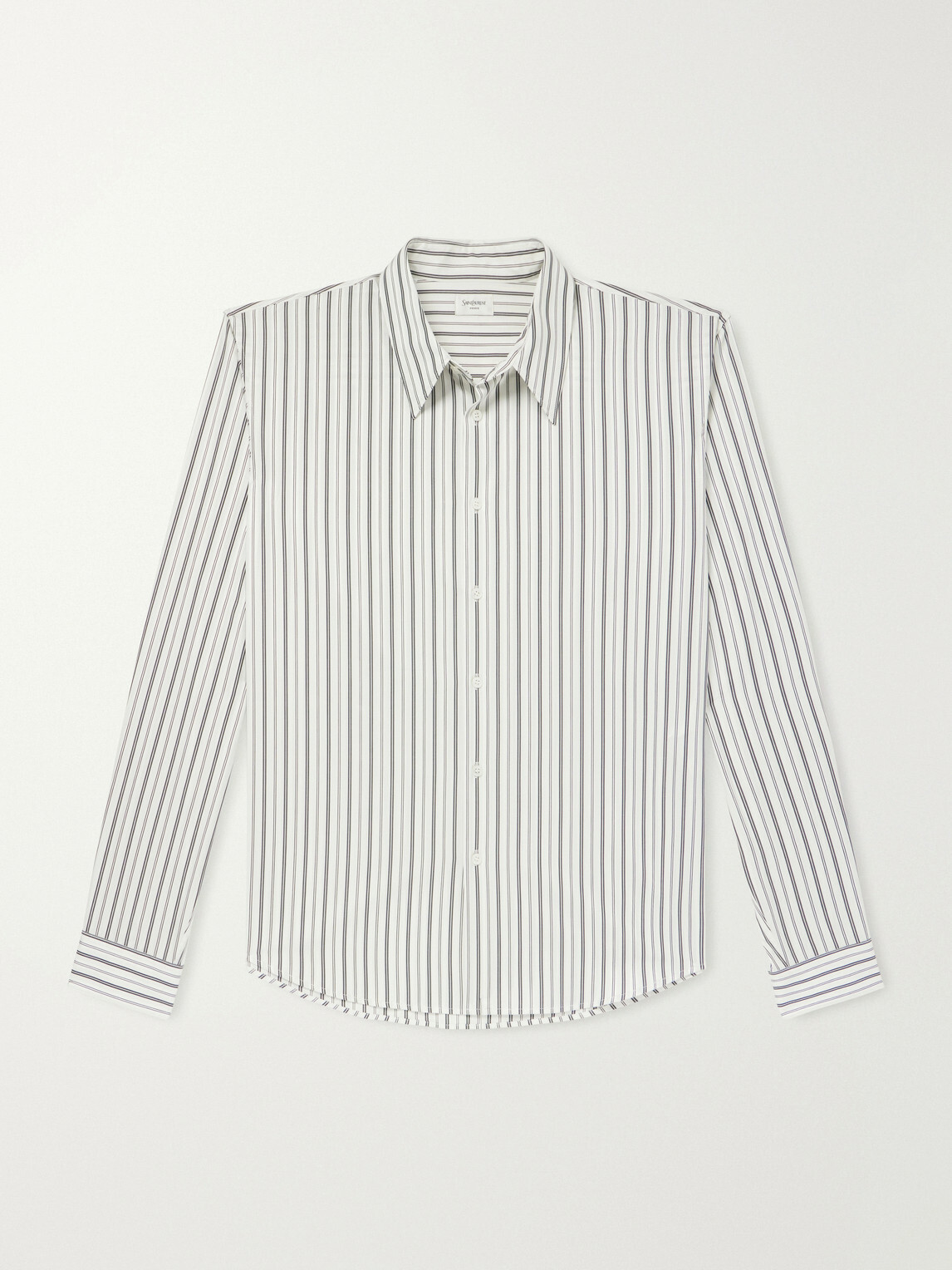 SAINT LAURENT - Striped Cotton Shirt - Black