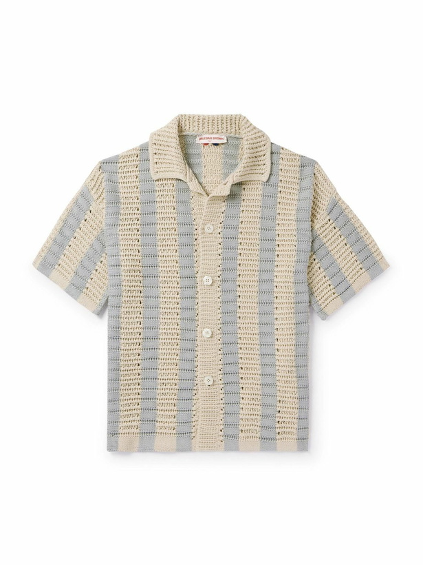 Photo: Orlebar Brown - Thomas Striped Crocheted Cotton Shirt - Neutrals