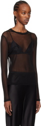 Silk Laundry Black Sheer Long Sleeve T-Shirt