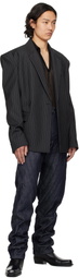 Mugler Blue Spiral Baggy Jeans