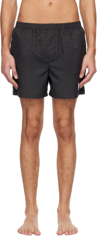 Photo: Casablanca Black Jacquard Swim Shorts