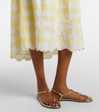 Juliet Dunn Embroidered checked cotton midi dress