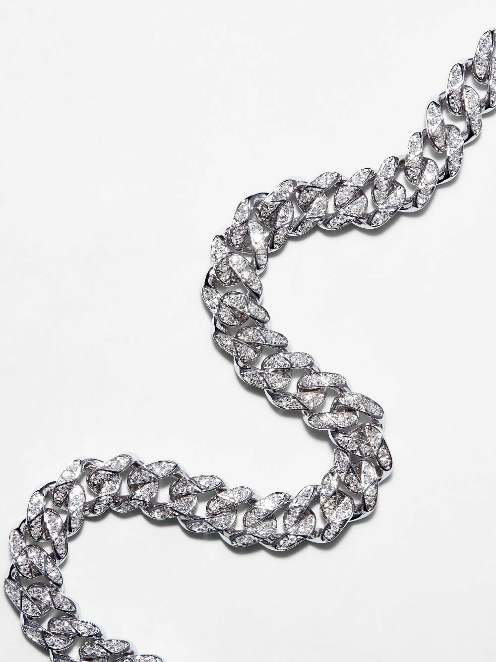 SHAY 18K White Gold Medium Flat Link Diamond Bracelet