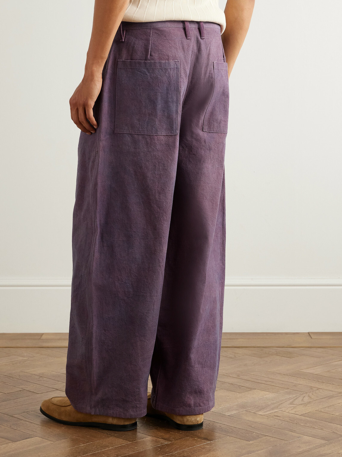 Story mfg. - Document Straight-Leg Panelled Organic Cotton-Canvas Trousers - Purple