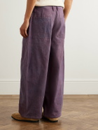 Story mfg. - Document Straight-Leg Panelled Organic Cotton-Canvas Trousers - Purple