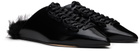 Simone Rocha Black Pointed-Toe Faux-Fur Slippers