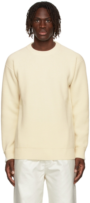 Photo: Jil Sander Off-White Wool Ribbed Sweater