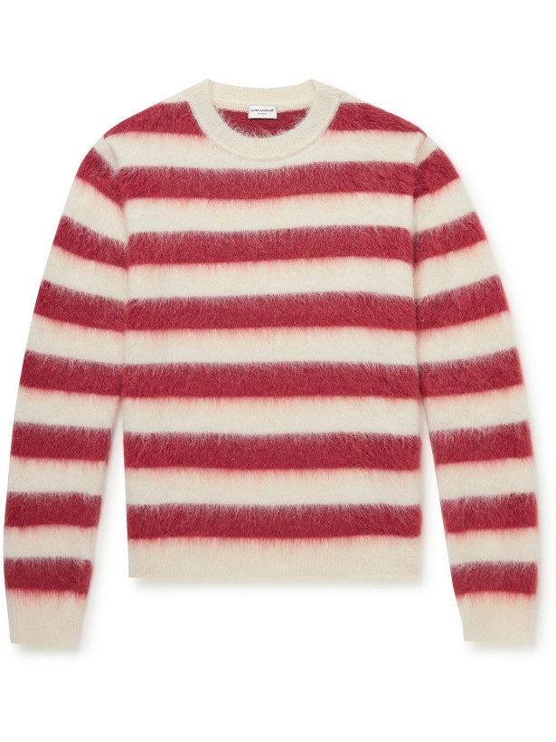 Photo: SAINT LAURENT - Striped Knitted Sweater - Red