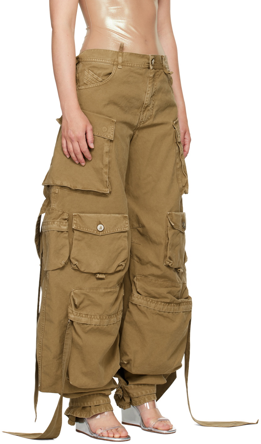 The Attico Tan Long Cargo Pants