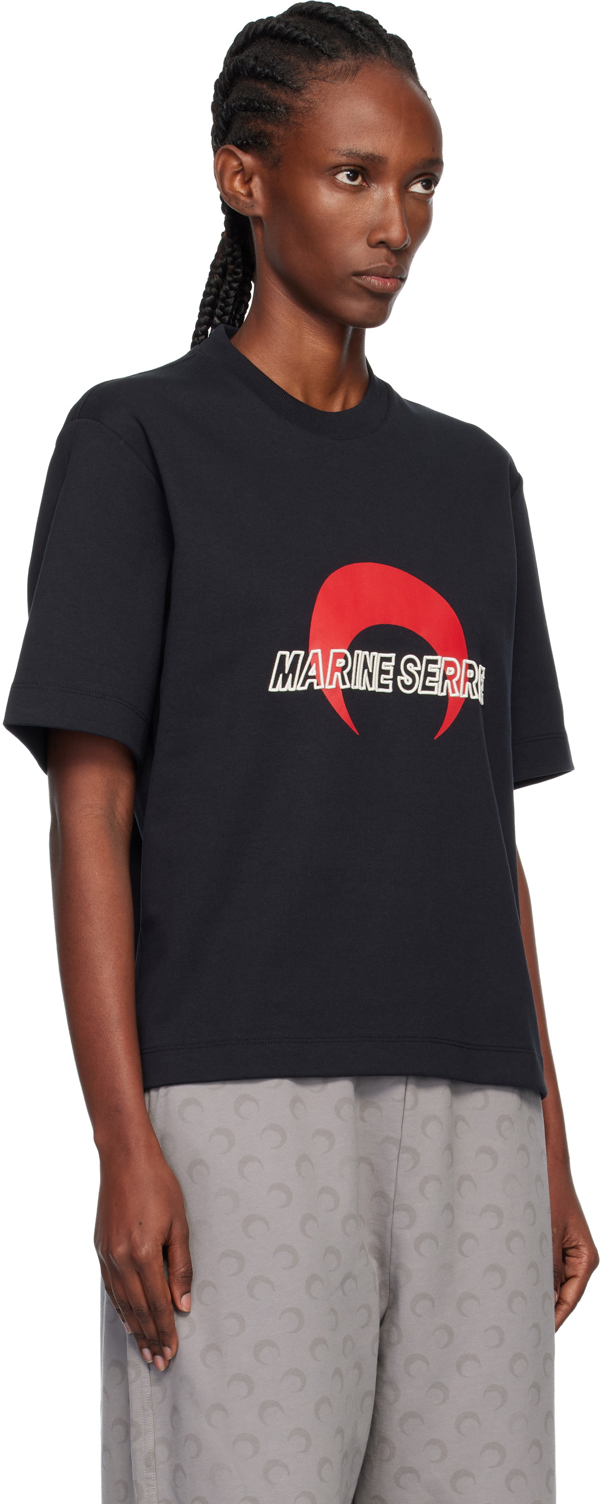 Marine Serre Black MS Sports Jersey Relaxed T-shirt