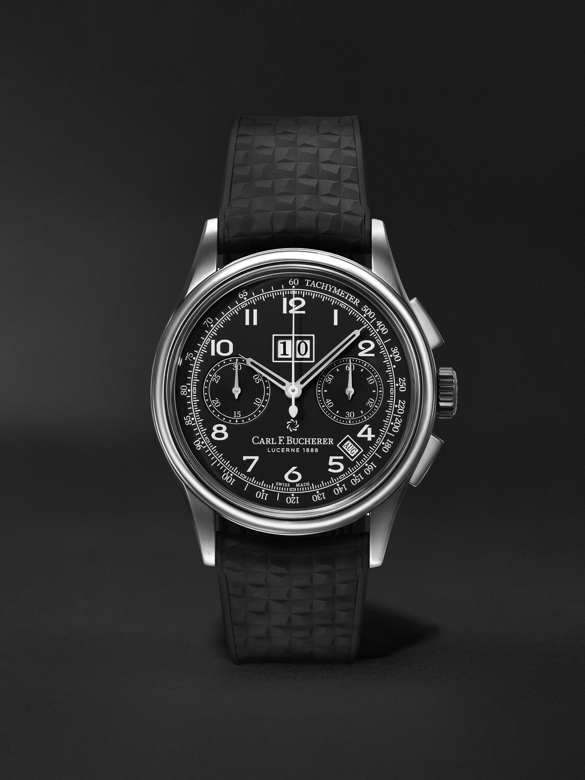 Carl F. Bucherer - Heritage BiCompax Annual Automatic 41mm Stainless Steel and Rubber Watch, Ref. No. 00.10803.12.32.01