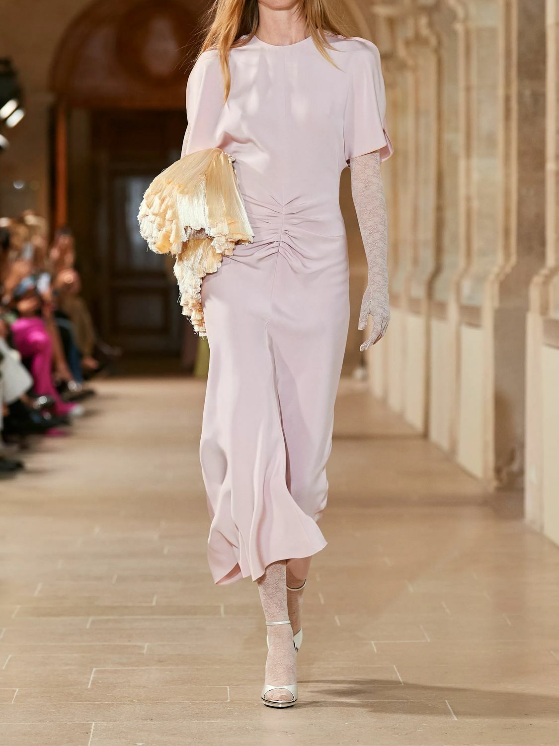 VICTORIA BECKHAM Gathered Waist Cady Midi Dress Victoria Beckham