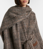 Brunello Cucinelli Checked mohair and wool-blend wrap coat