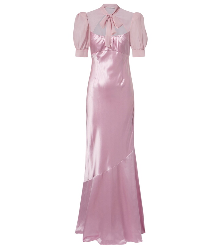 Photo: Alessandra Rich Tie-neck silk satin gown