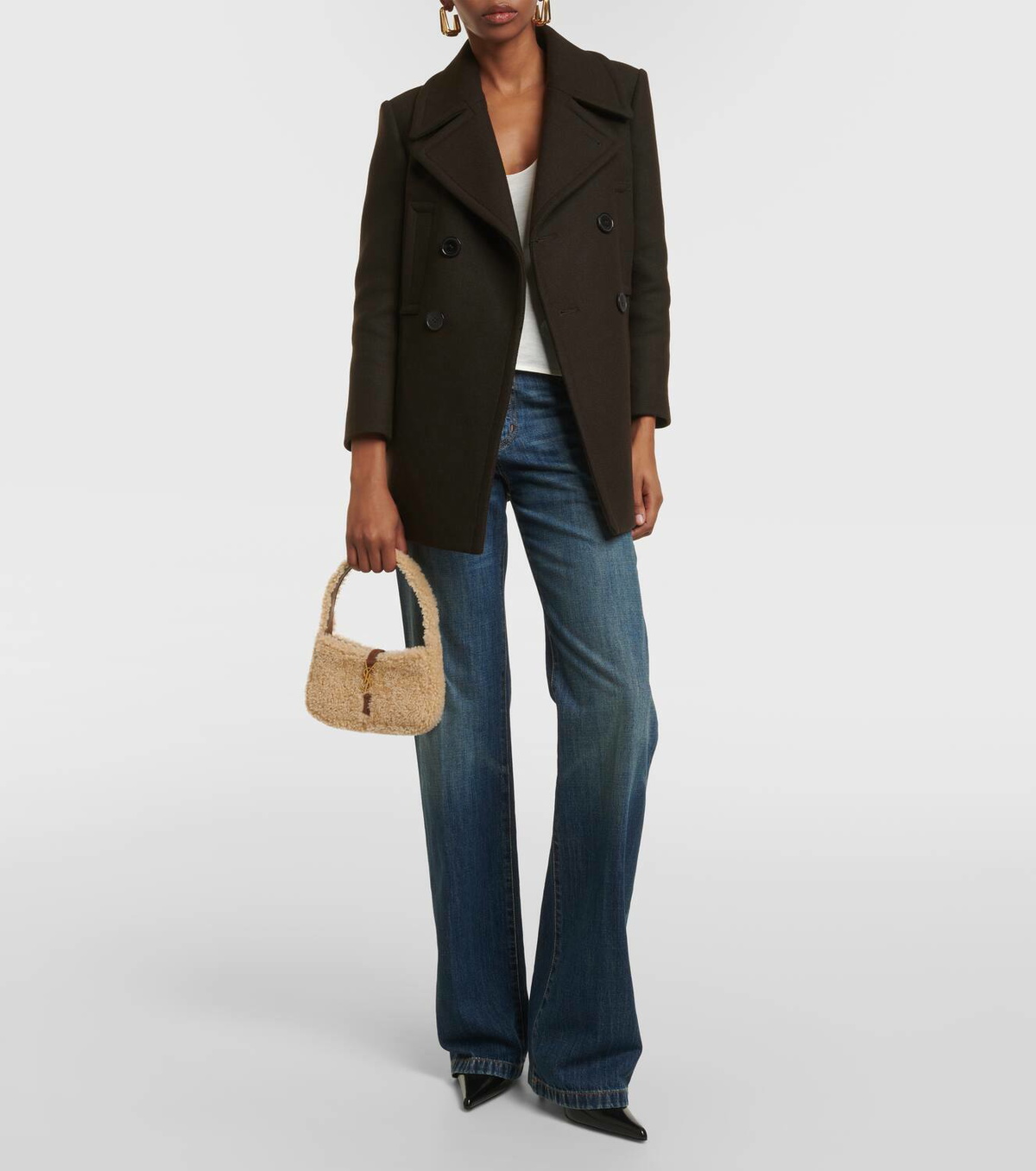 Saint Laurent Le 5 à 7 Mini shearling shoulder bag