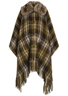 Moncler Plaid Brushed Wool-blend Cape - Brown - One Size