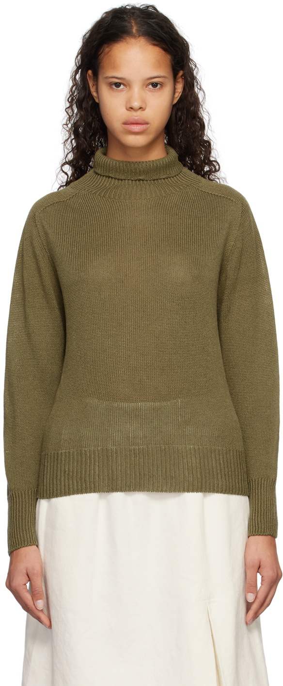 Margaret Howell Khaki Lightweight Turtleneck