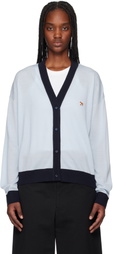 Maison Kitsuné Blue Baby Fox Patch Bi-Color Comfort Cardigan