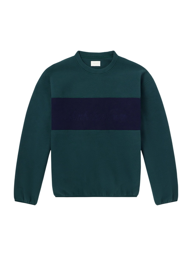 Photo: Aimé Leon Dore - Logo-Embroidered Two-Tone Fleece Sweatshirt - Green