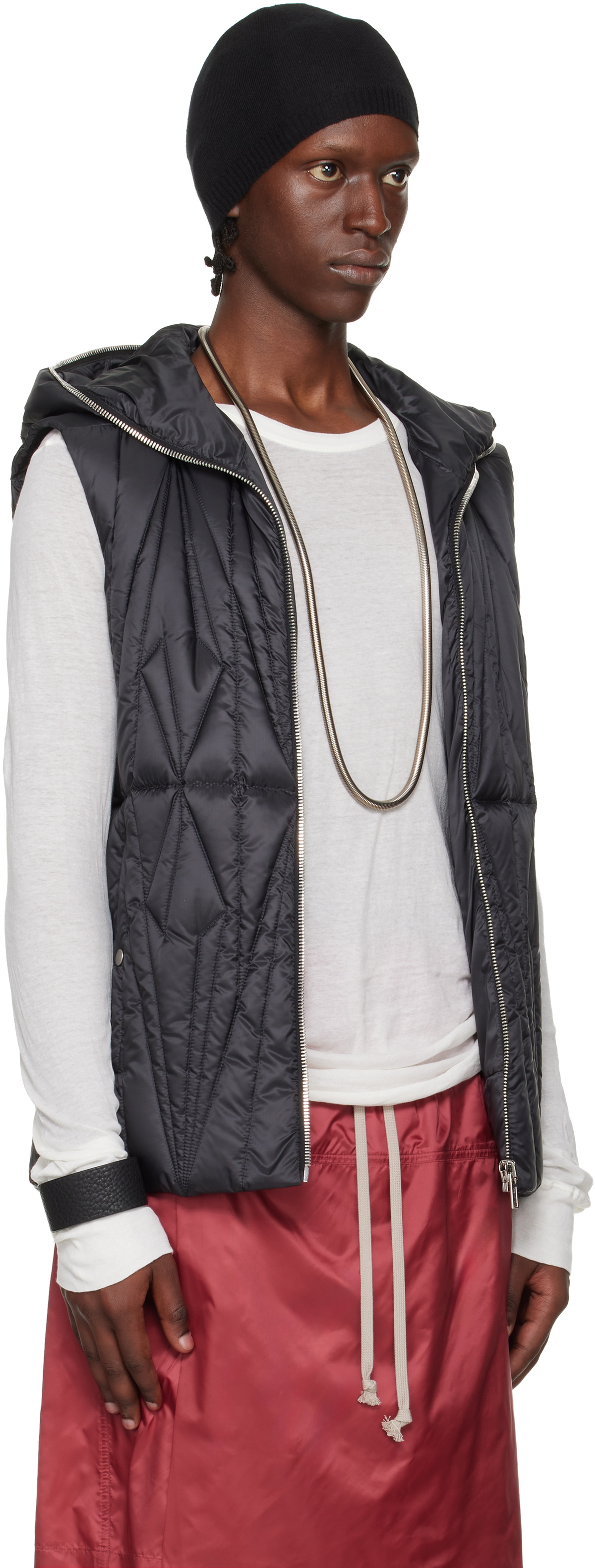 Rick Owens Moncler + Rick Owens Black Geocamo Ziplock Down Vest