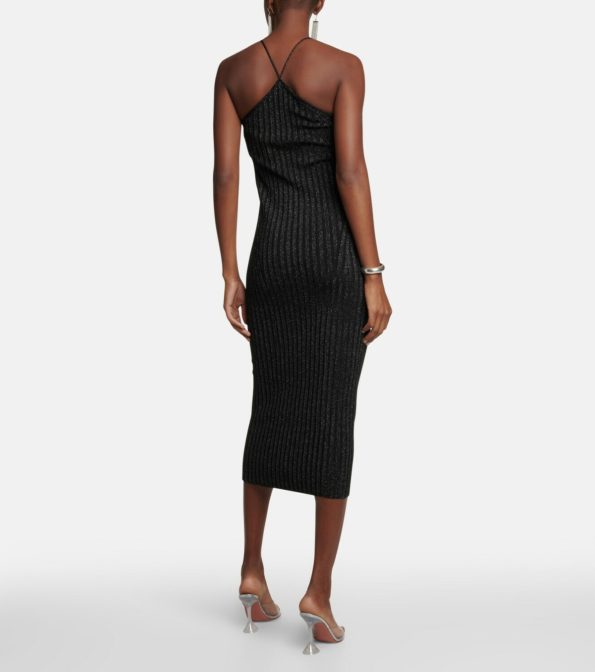 Galvan Rhea metallic knit midi dress Galvan