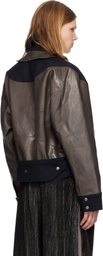 Kiko Kostadinov Gray & Navy Orvos Hybrid Leather Jacket