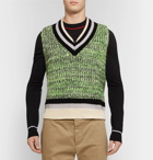 Maison Margiela - Mélange Cotton-Blend Sweater Vest - Men - Lime green
