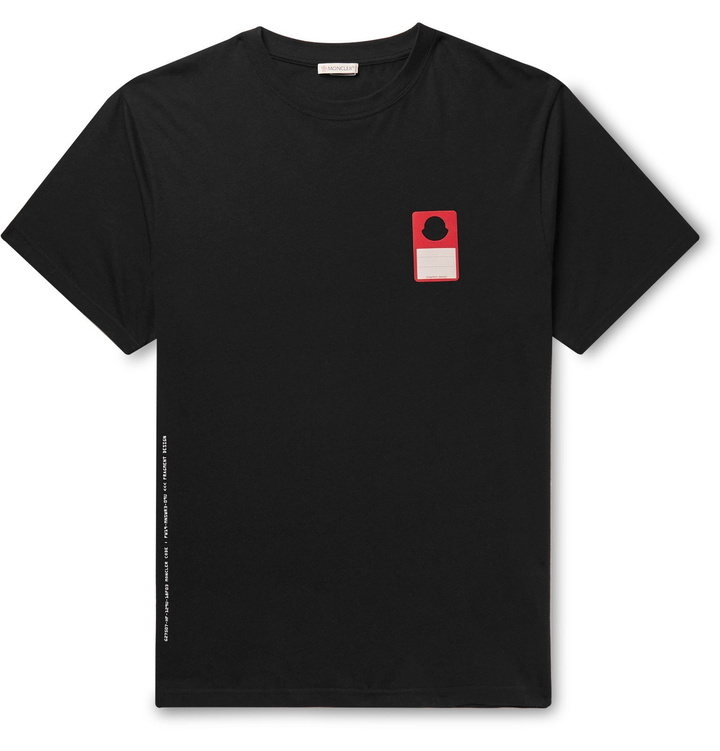 Photo: Moncler Genius - 7 Moncler Fragment Appliquéd Logo-Print Cotton-Jersey T-Shirt - Black