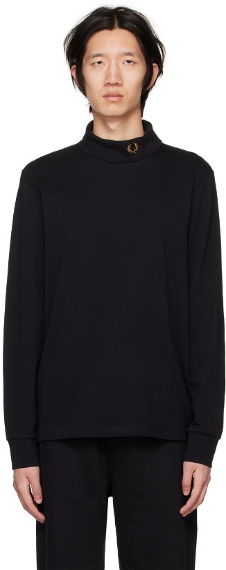 Photo: Fred Perry Black Embroidered Turtleneck