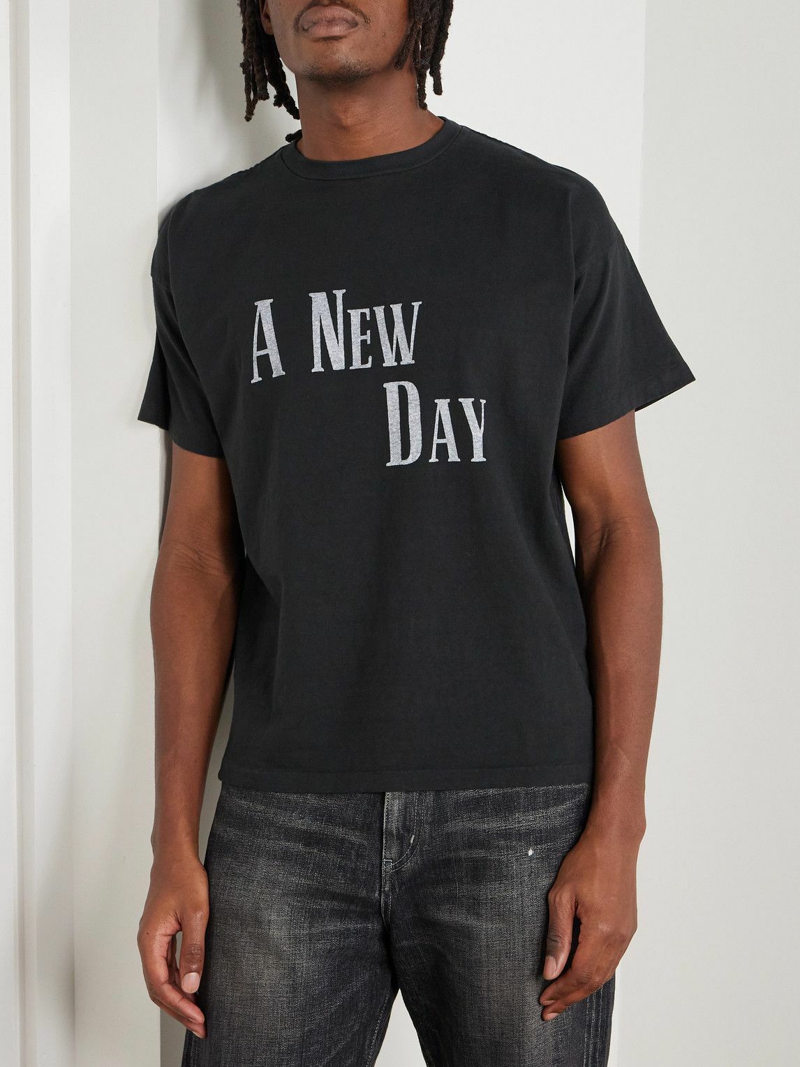 Remi Relief - A New Day Logo-Print Cotton-Jersey T-Shirt - Black