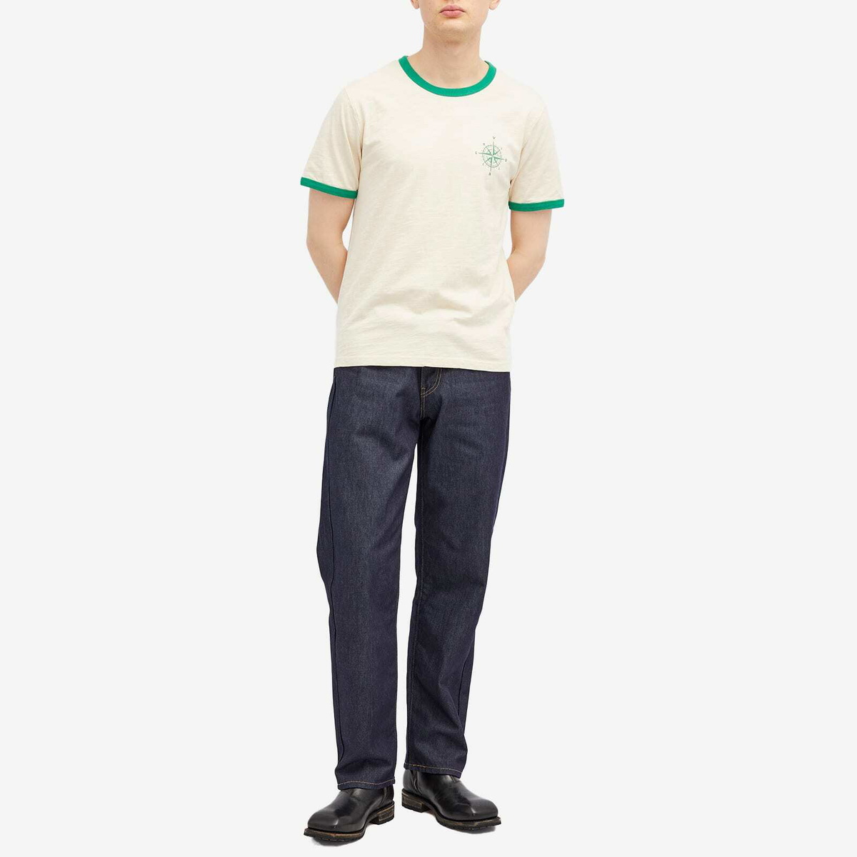 Levi's END. x Levis Ringer T-Shirt 'Mount Rambler' in Ecru/Green