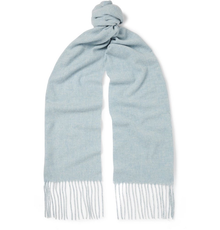 Photo: Acne Studios - Canada Skinny Fringed Mélange Wool Scarf - Sky blue