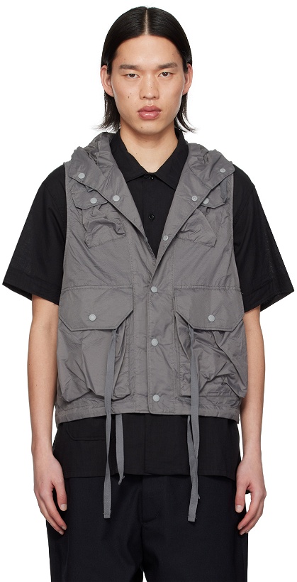 Photo: Engineered Garments Gray Hooded Vest