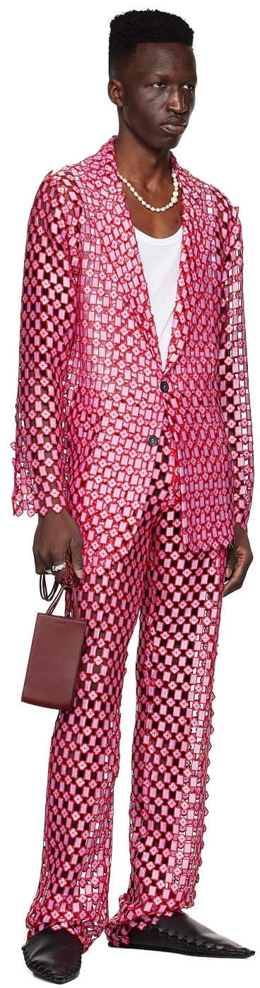Tokyo James Pink & Red Lace Trousers