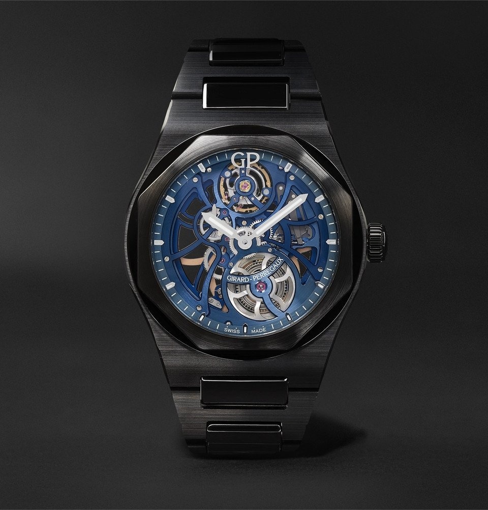 Photo: Girard-Perregaux - Laureato Earth To Sky Automatic Skeleton 42mm Ceramic Watch - Blue